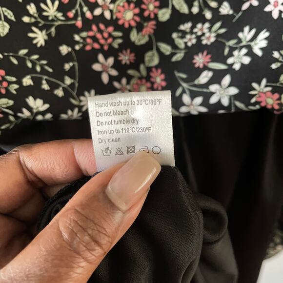 Lea & Viola Dress Womens S Black Floral Print Cottagecore Boho Casual Prairie - Picture 7 of 10